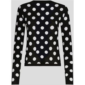 Dolce & Gabbana, Truien, Dames, Zwart, M, Wol, Polka-dot Wol Zijde Vest