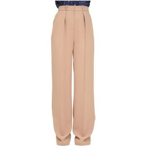 Elisabetta Franchi, Broeken, Dames, Bruin, L, Polyester, Bruine Rechte Broek Elegant Herfst/Winter