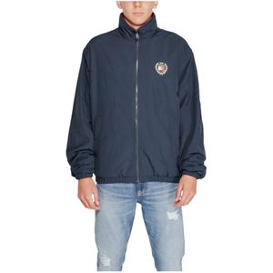 Tommy Hilfiger, Jassen, Heren, Blauw, M, Polyester, Blauwe Zip-up Jas met Zakken