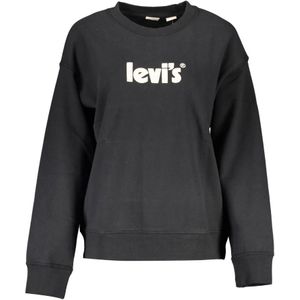 Levi's, Zwarte Katoenen Trui met Logo Print Zwart, Heren, Maat:M