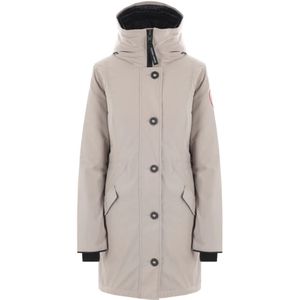 Canada Goose, Jassen, Dames, Beige, S, Lichtgrijze Technische Canvas Parka