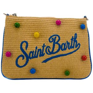 MC2 Saint Barth, Tassen, Dames, Veelkleurig, ONE Size, Kleurrijke dames raffia tas met afneembare band