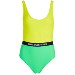 Karl Lagerfeld, Color block badpakken Groen, Dames, Maat:L