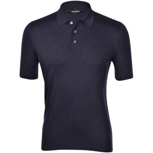 Gran Sasso, Tops, Heren, Blauw, L, Zijden Tennis Polo Shirt