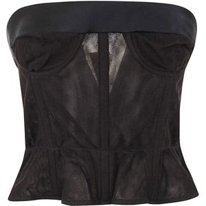 Maison Margiela, Mouwloze Korset Top Zwart, Dames, Maat:S