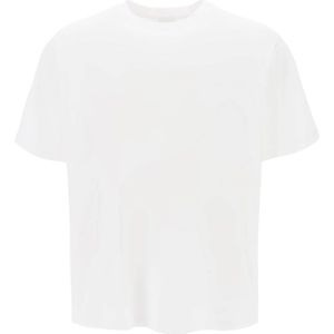 Burberry, Tops, Heren, Wit, L, Katoen, Oversized EKD Borduurwerk T-shirt