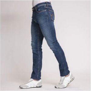 Jacob Cohën, Jeans, Heren, Blauw, W30, Katoen, Slim Fit Blauwe Jeans met Oranje Contraststiksels