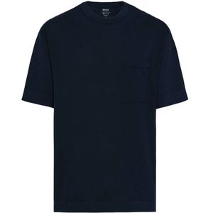 Boggi Milano, Truien, Heren, Blauw, S, Katoen, Pima Katoenen Gebreid T-Shirt