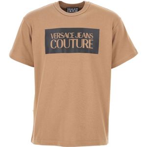 Versace Jeans Couture, Tops, Heren, Bruin, M, Katoen, Iconisch Katoenen T-Shirt - Versace Jeans