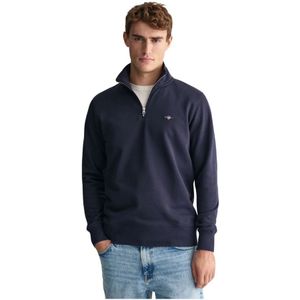 Gant, Sweatshirts & Hoodies, Heren, Blauw, S, Katoen, Half-Zip Sweatshirt