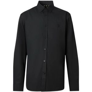 Burberry, Overhemden, Heren, Zwart, S, Katoen, Zwarte Shirt A1189