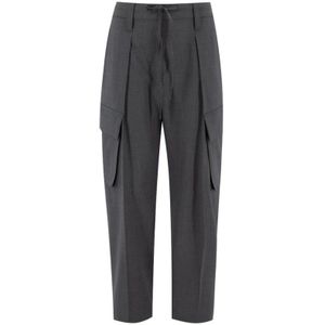 Brunello Cucinelli, Sartorial Cargo Rechte Broek Grijs, Dames, Maat:S