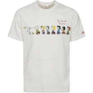 MC2 Saint Barth, Tops, Heren, Wit, M, Katoen, Witte Katoenen Korte Mouw Borstprint T-Shirt