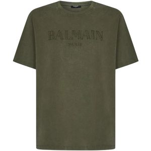 Balmain, Tops, Heren, Groen, L, Katoen, T-Shirts