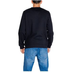 Calvin Klein Jeans, Sweatshirts & Hoodies, Heren, Zwart, XL, Katoen, Zwart sweatshirt met lange mouwen en ronde hals met print