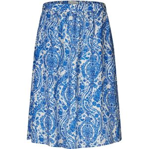 Lollys Laundry, Blauwe Midi Rok met Elastische Tailleband Veelkleurig, Dames, Maat:2XL