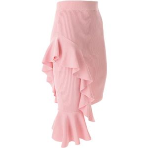 Moschino, Rokken, Dames, Roze, L, Roze Hoge Taille Ruffle Rok