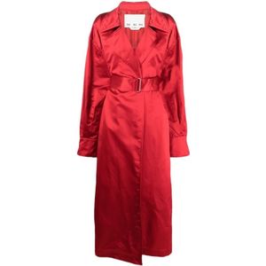 Sa Su Phi, Rode Zijden Duchess Trenchcoat met Afneembare Riem Rood, Dames, Maat:S