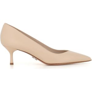 Sergio Levantesi, Schoenen, Dames, Beige, 40 EU, Leer, Ivoorleren Décolleté met 6 cm Hak