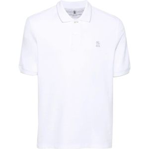 Brunello Cucinelli, Witte T-shirts en Polos Wit, Heren, Maat:M