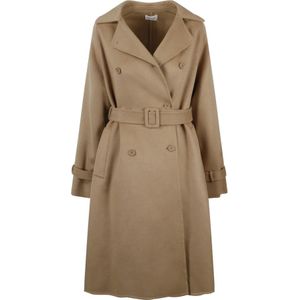 P.a.r.o.s.h., Dubbelbreasted wollen jas Beige, Dames, Maat:M