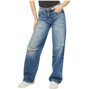 Armani Exchange, Jeans, Dames, Blauw, W28, Denim, Relaxte pasvorm Denim Jeans