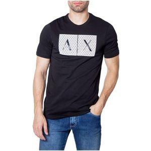 Armani Exchange, Tops, Heren, Zwart, XS, Katoen, Zwart Katoenen Heren T-Shirt Lente/Zomer Collectie