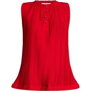 Lanvin, Geplooide mouwloze top Rood, Dames, Maat:S