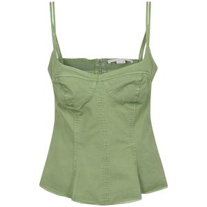 Stella McCartney, Peplum Top in Garment Dyed Stijl Groen, Dames, Maat:S