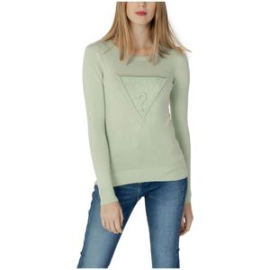 Guess, Truien, Dames, Groen, XL, Polyester, Groene Gebreide Trui met Lange Mouwen