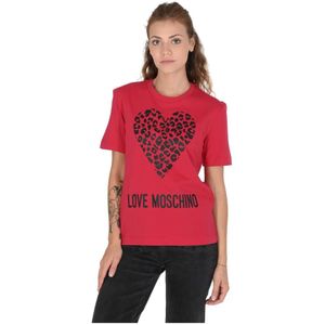 Love Moschino, Tops, Dames, Rood, 2Xs, Katoen, Rode Katoenen T-Shirt