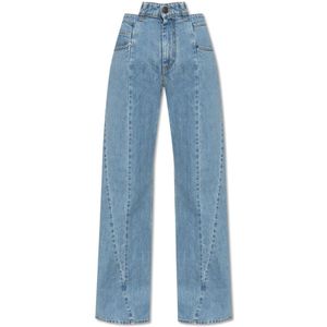 Maison Margiela, Jeans, Dames, Blauw, S, Wijde pijp jeans