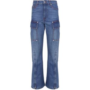 Stella McCartney, Jeans, Dames, Blauw, W24, Katoen, Blauwe spijkerbroek met uitbreidbare manchetten