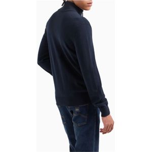 Armani Exchange, Truien, Heren, Blauw, 2Xl, Katoen, Navy Blauwe Cardigan Sweater