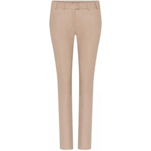 Gustav, Broeken, Dames, Beige, S, Stretch Leren Broek Sandstone