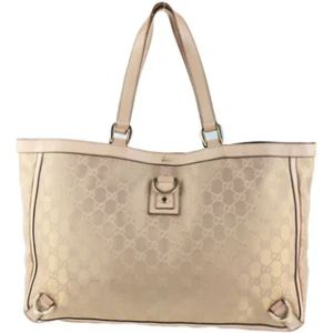 Gucci Vintage, Pre-owned, Dames, Beige, ONE Size, Tweed, Gucci GG Canvas Beige Tas