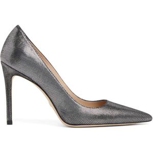 Stuart Weitzman, Schoenen, Dames, Grijs, 40 EU, Suède, Razor-Sharp Gelakte Suède Pumps