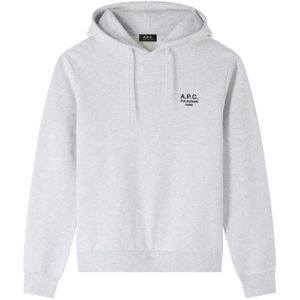 A.p.c., Sweatshirts & Hoodies, Heren, Grijs, L, Madame Gots Unisex Rechte Snit Zwarte Borduurwerk