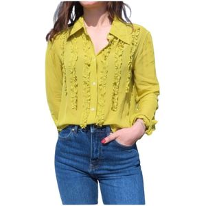 Mason's, Nicole Gerimpelde Viscose Blouse Groen, Dames, Maat:XS