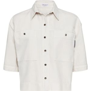 Brunello Cucinelli, Blouses & Shirts, Dames, Wit, L, Katoen, Shirts