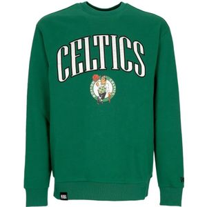 New Era, Sweatshirts & Hoodies, Heren, Groen, XL, Katoen, Boston Celtics Grafische Crewneck Sweatshirt