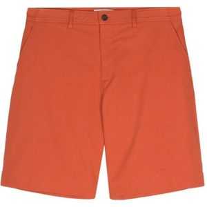 Maison Kitsuné, Korte broeken, Heren, Oranje, S, Katoen, Ripstop Textuur Burnt Orange Shorts