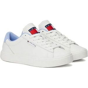 Tommy Jeans, Schoenen, Dames, Wit, 36 EU, Leer, Blauwe Cupsole Sneaker Damesschoenen