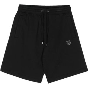 Maison Kitsuné, Korte broeken, Heren, Zwart, XL, Katoen, Zwarte Katoenen Jersey Shorts