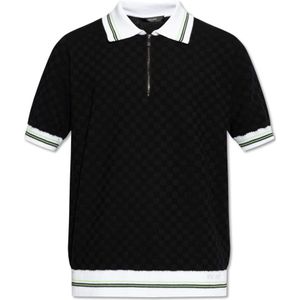 Versace, Tops, Heren, Zwart, XL, Katoen, Polo shirt met geborduurd logo
