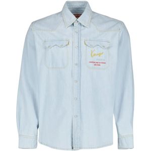 Kenzo, Overhemden, Heren, Blauw, M, Denim, Vintage Denim Western Shirt