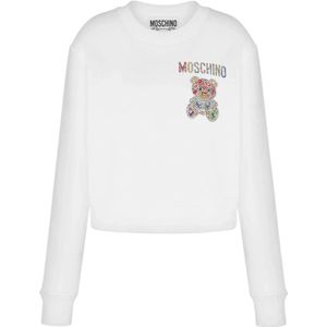 Moschino, Sweatshirts & Hoodies, Dames, Wit, S, Katoen, Witte Sweaters van Organisch Katoen voor Dames