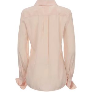 Sportmax, Blouses & Shirts, Dames, Roze, M, Zijden Slim Fit Overhemd