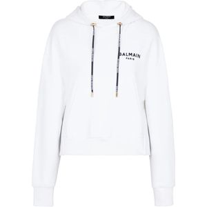 Balmain, Sweatshirts & Hoodies, Dames, Wit, S, Katoen, Focked Parijs hoodie