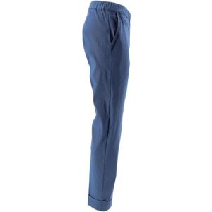 D.Exterior, Broeken, Dames, Blauw, S, Linnen, Blauwe Linnen Slim-Fit Broek met Lurex